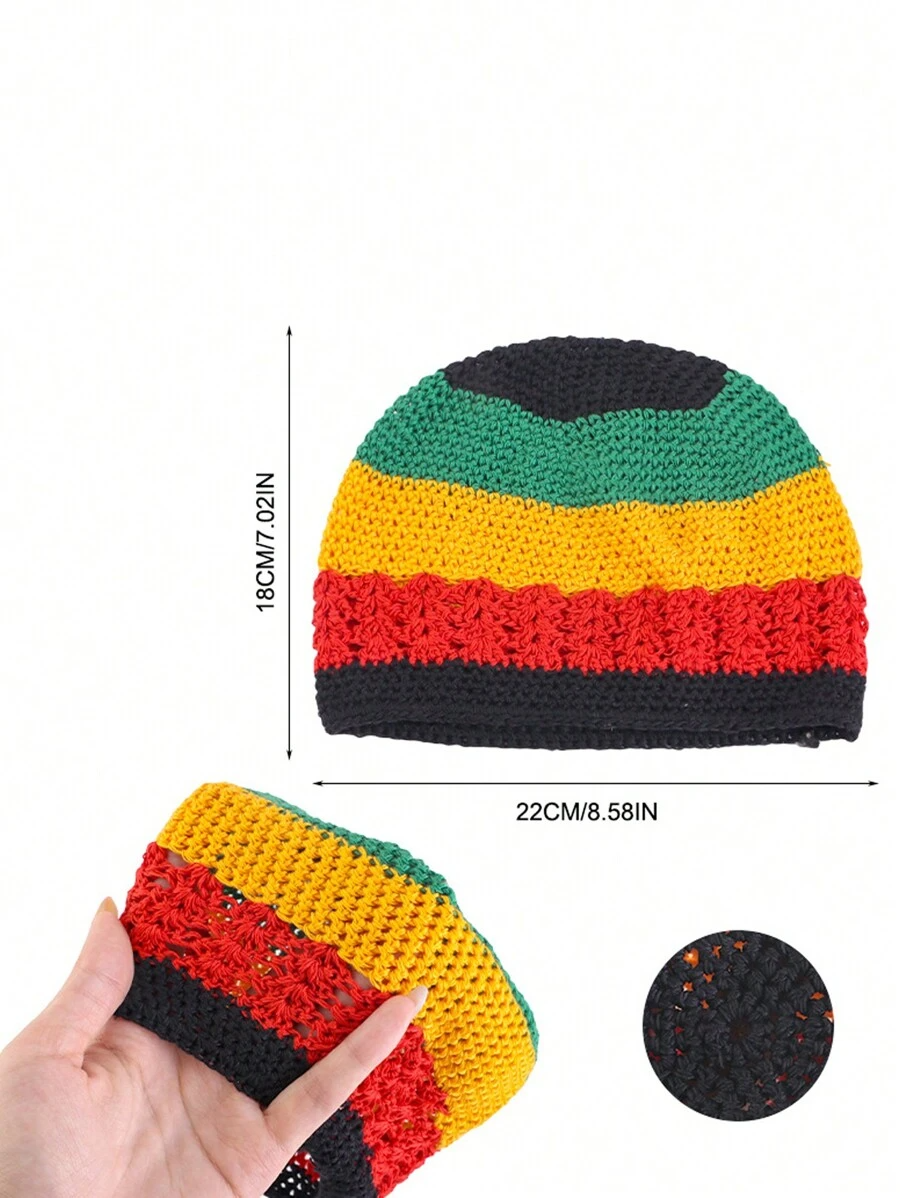 Thumbnail: Men's And Women's Handmade Crochet Wheat Ear Hat Jamaica Reggae Pullover Hat