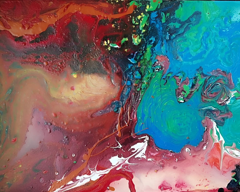 Earth and Mars painting of mine.Description of the painting is on the image only a swipe a