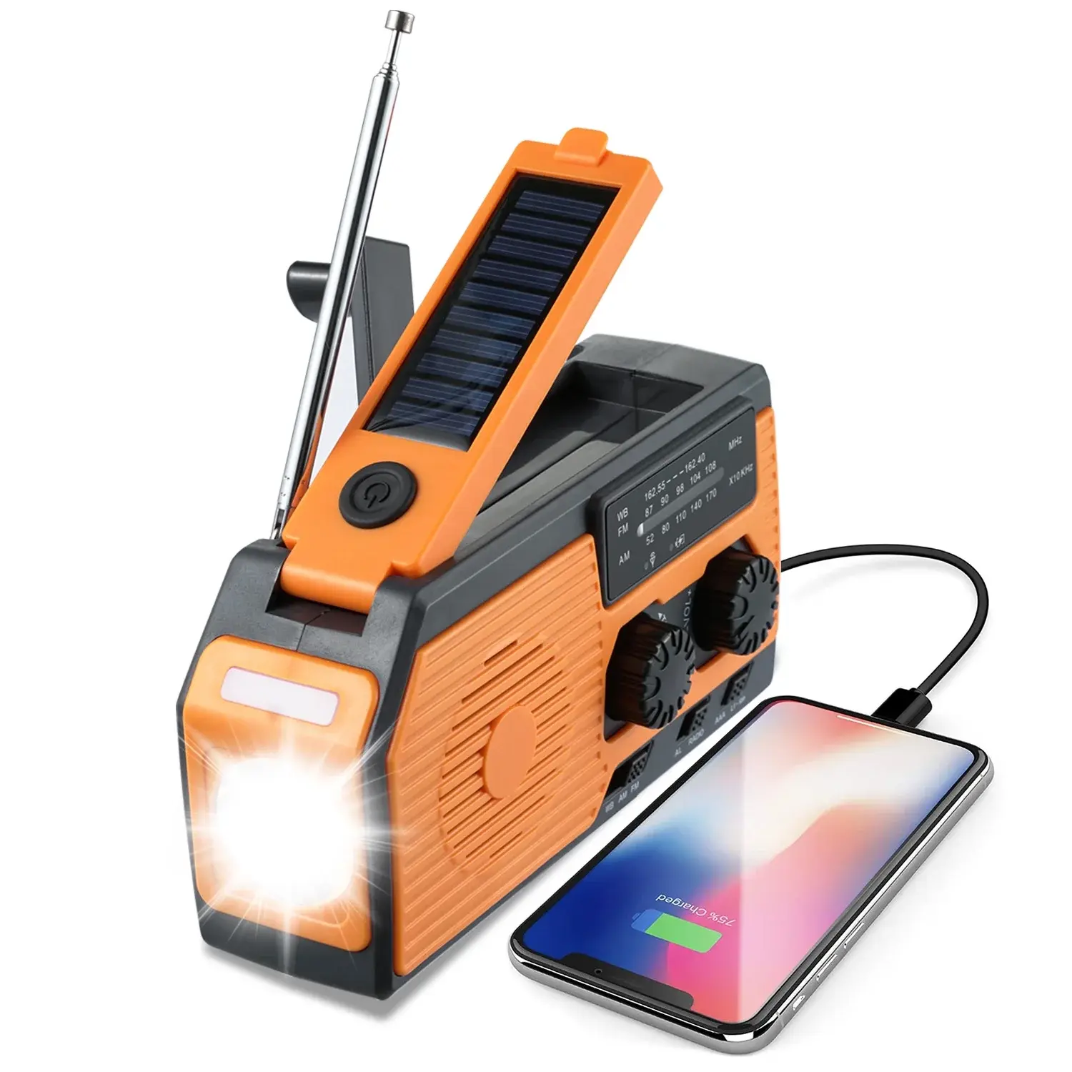 Emergency Weather Radio With 5000mah Portable Power Bank, SOS Alarm & Flashlight