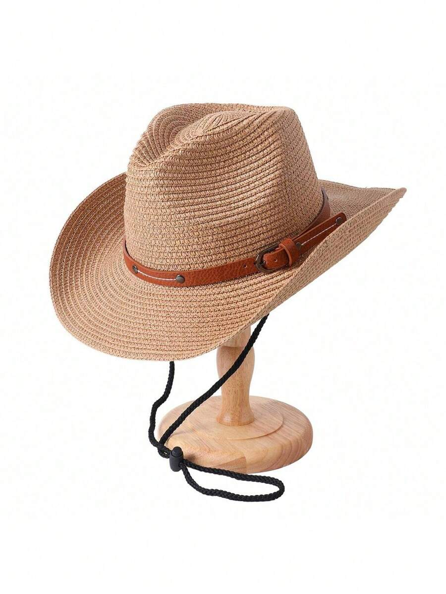 Thumbnail: Women Straw Sun Protection Western Cowboy Hat
