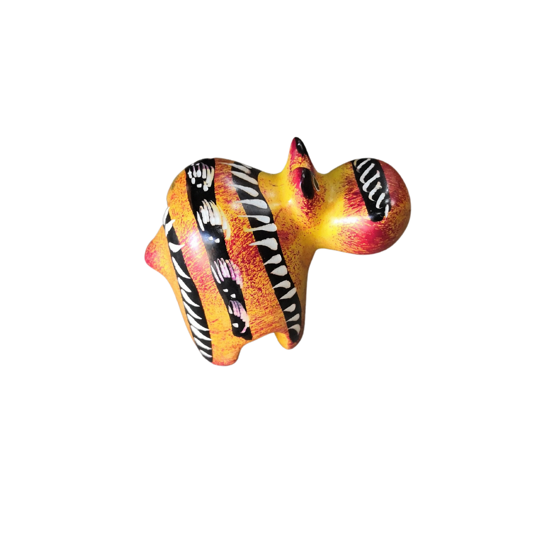 Yellow Soapstone Hippo Hand Painted Figurine