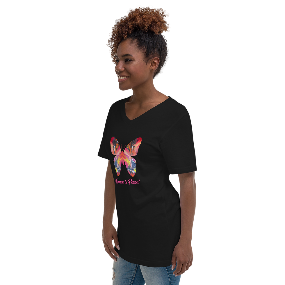 Thumbnail: Woman is Peace Unisex V-Neck T-Shirt