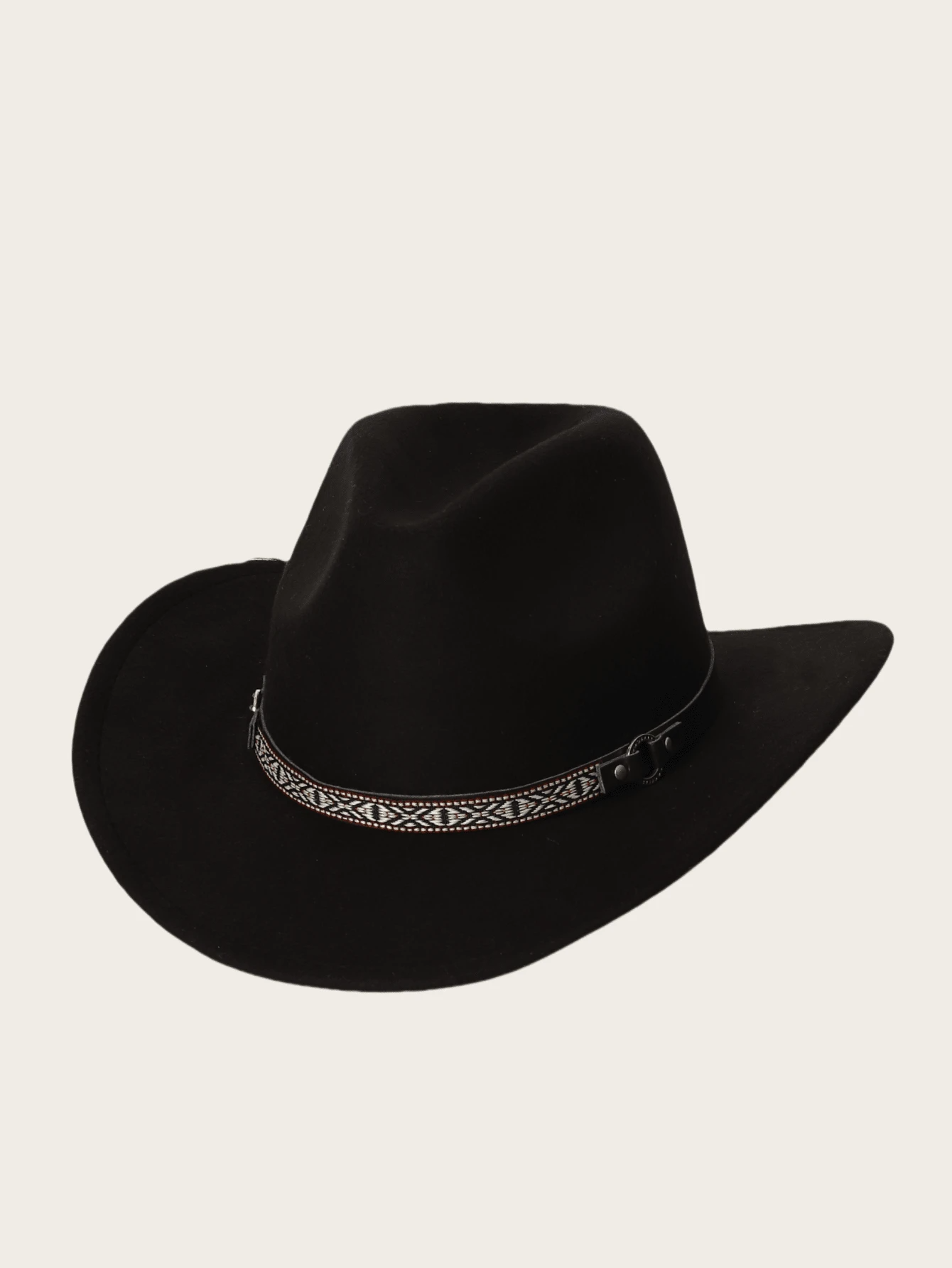 Women's Handmade Leather Buckle Brim Western Cowboy Hat