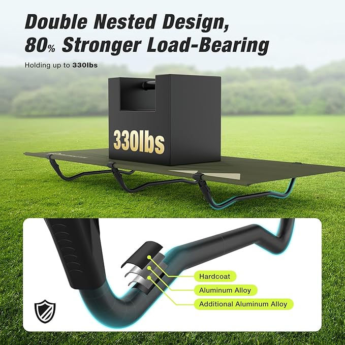 Thumbnail: Ultralight Camping Cot, Portable Camping Bed, 60s Easy Setup, Support 330 LBs
