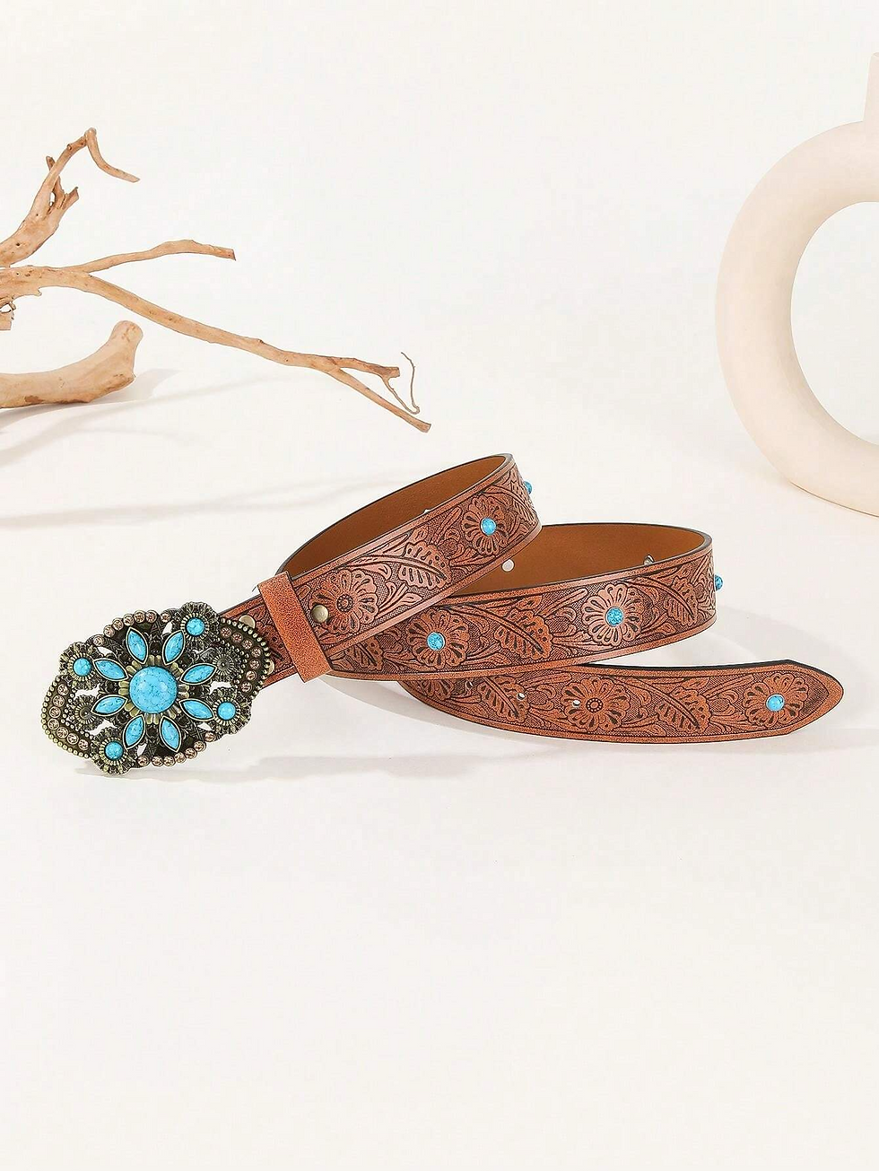 Thumbnail: Turquoise Buckle Ladies Retro Fashion Waist Belt