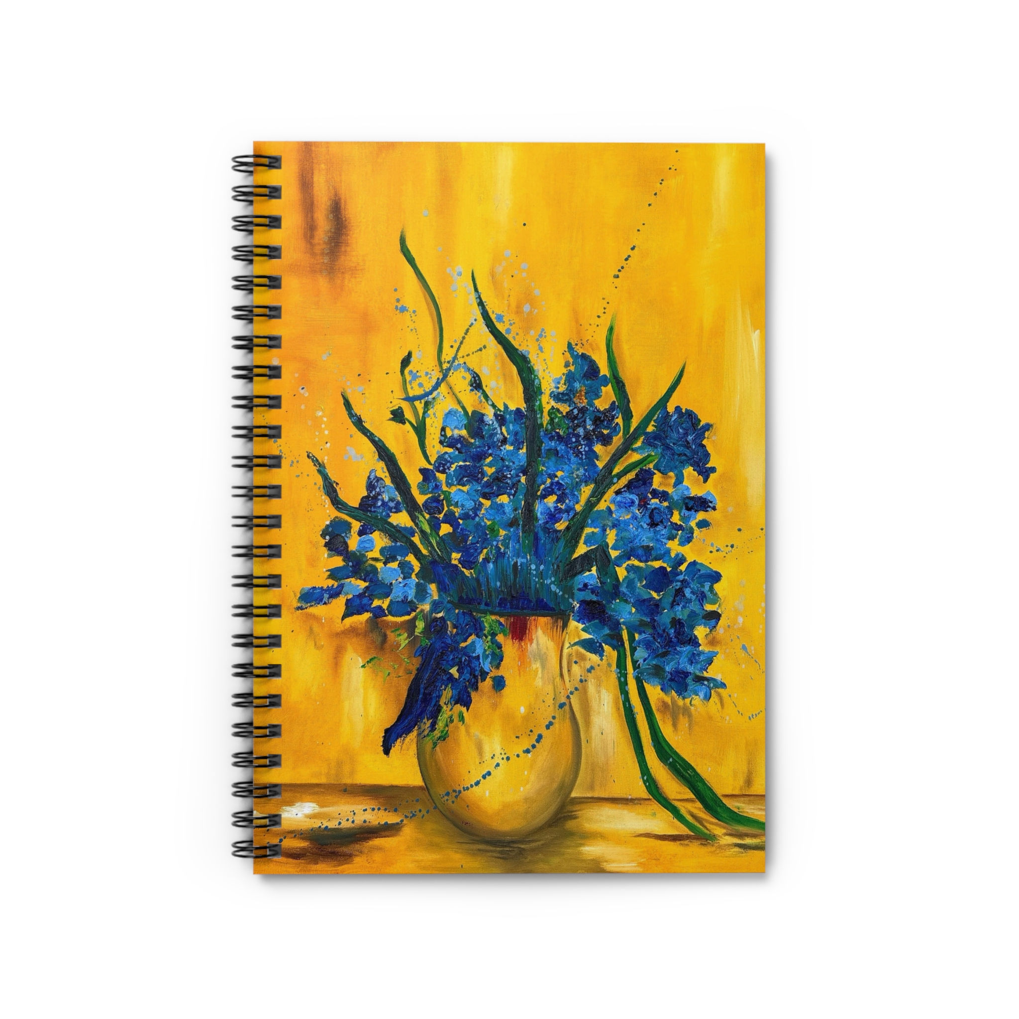 Blue Flowers Spiral Notebook - Ruled Line Gift for Creatives