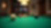 Eye-level view of a classic green pool table with balls arranged for a game