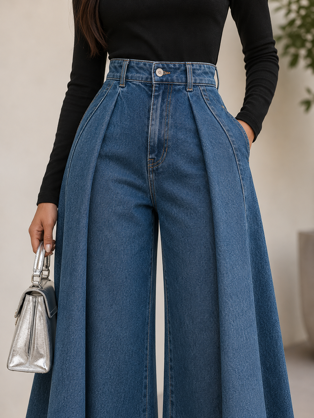 Women's High-Waisted Relaxed Wide-Leg Jeans – Effortless Everyday Comfort