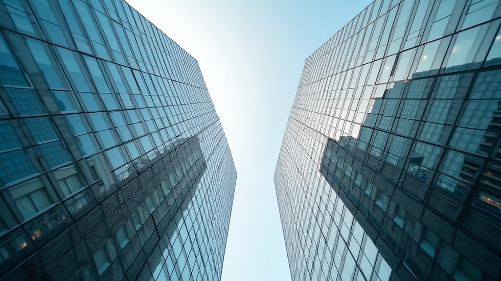 Eye-level view of a modern office building in Kyiv