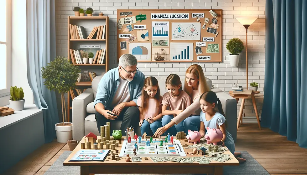 kids learning about finances with family