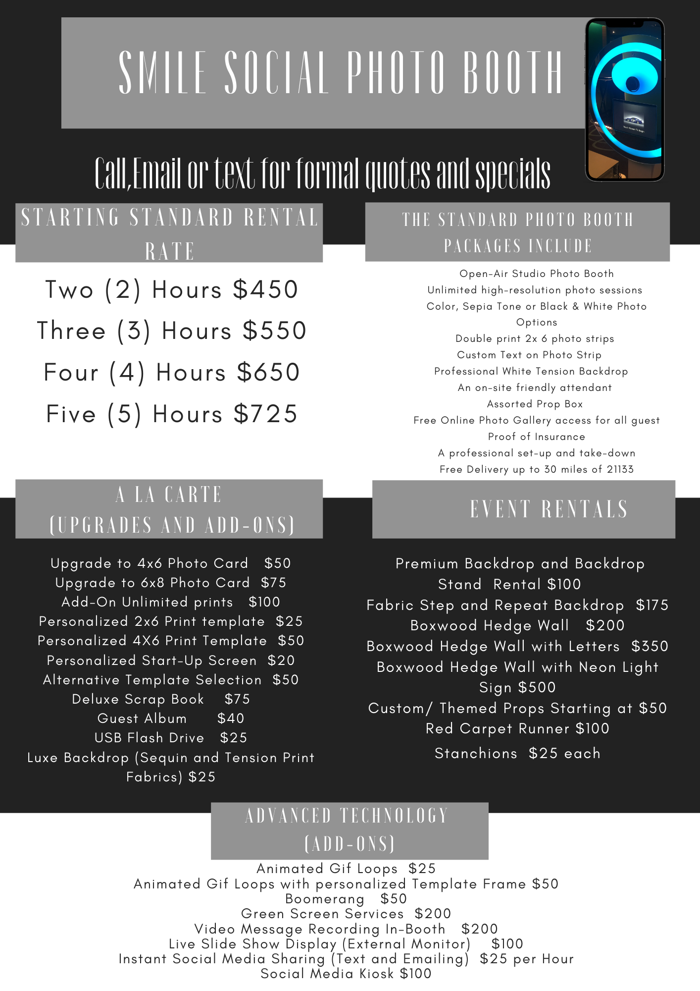 social booth template layout selection