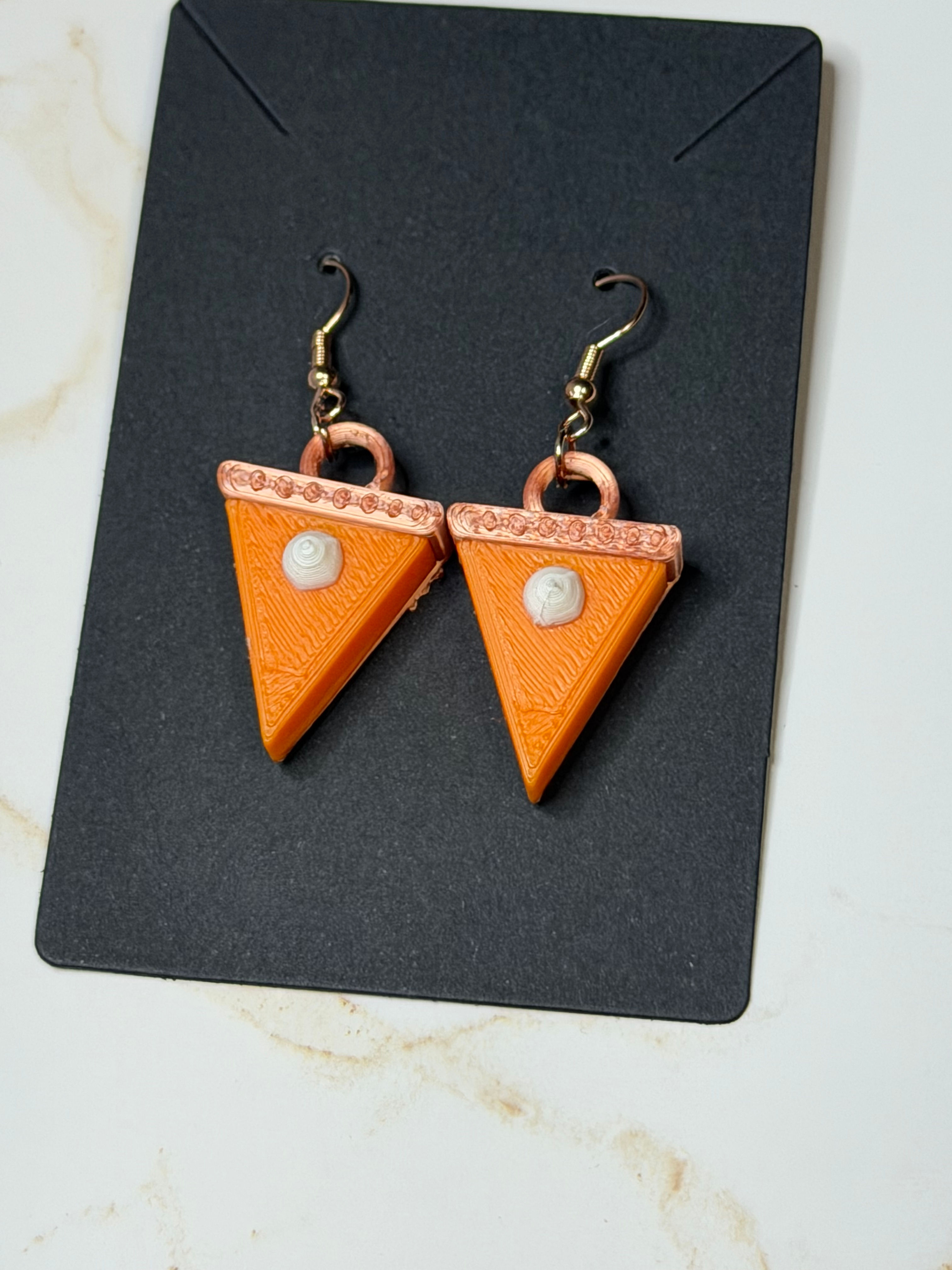 Pumpkin Pie Slice Dangle Earrings – Cute Thanksgiving Dessert Jewelry, Fall Food