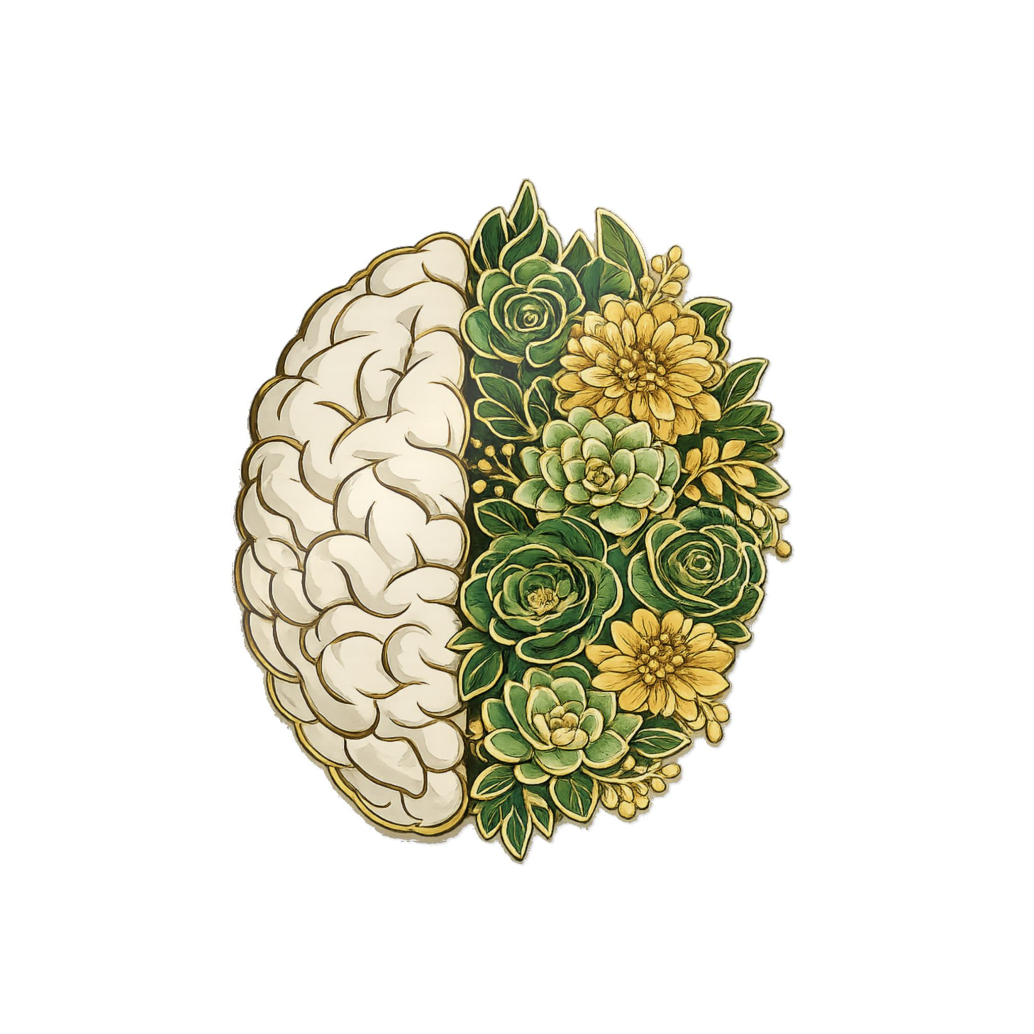 Brain and Succulents Die Cut Sticker | Plant Skull Botanical Sticker