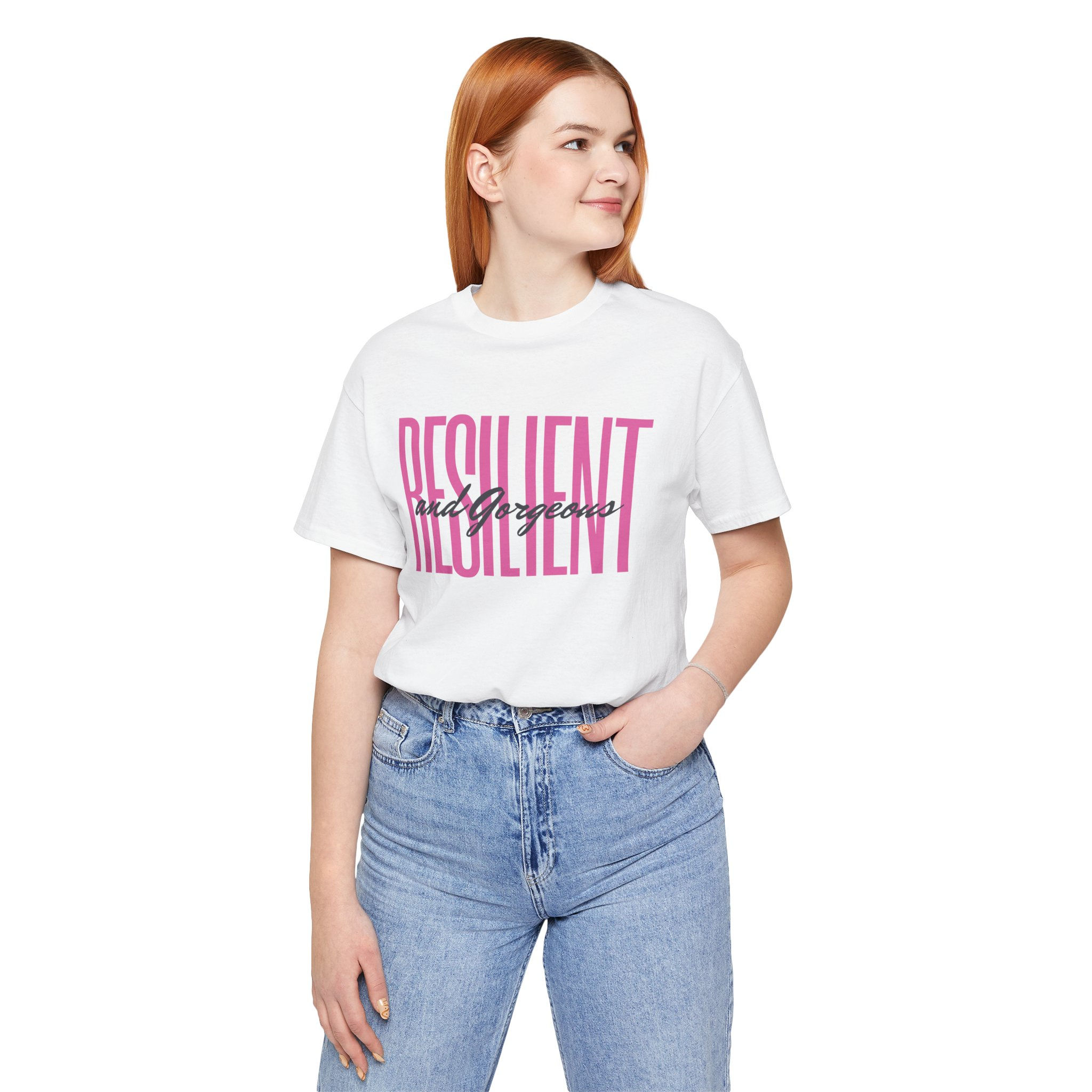 Resilient Typography Graphic Tee | Pink Empowerment Shirt, Mental Health Gift