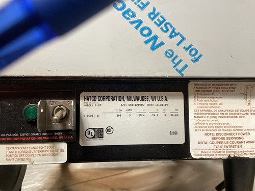 2019' Hatco C-27 Compact Booster Water Heater 27 kW, Volts 208/3 | SES