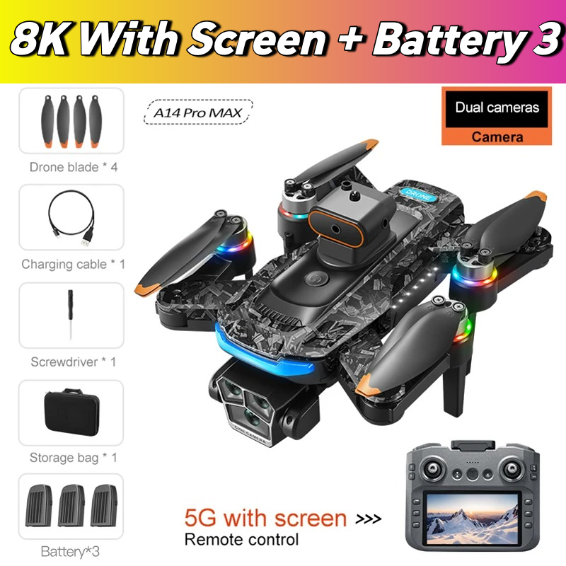 Thumbnail: For Genuine A14 Pro Max GPS Brushless 8K Three Camera Obstacle Avoidance Foldabl
