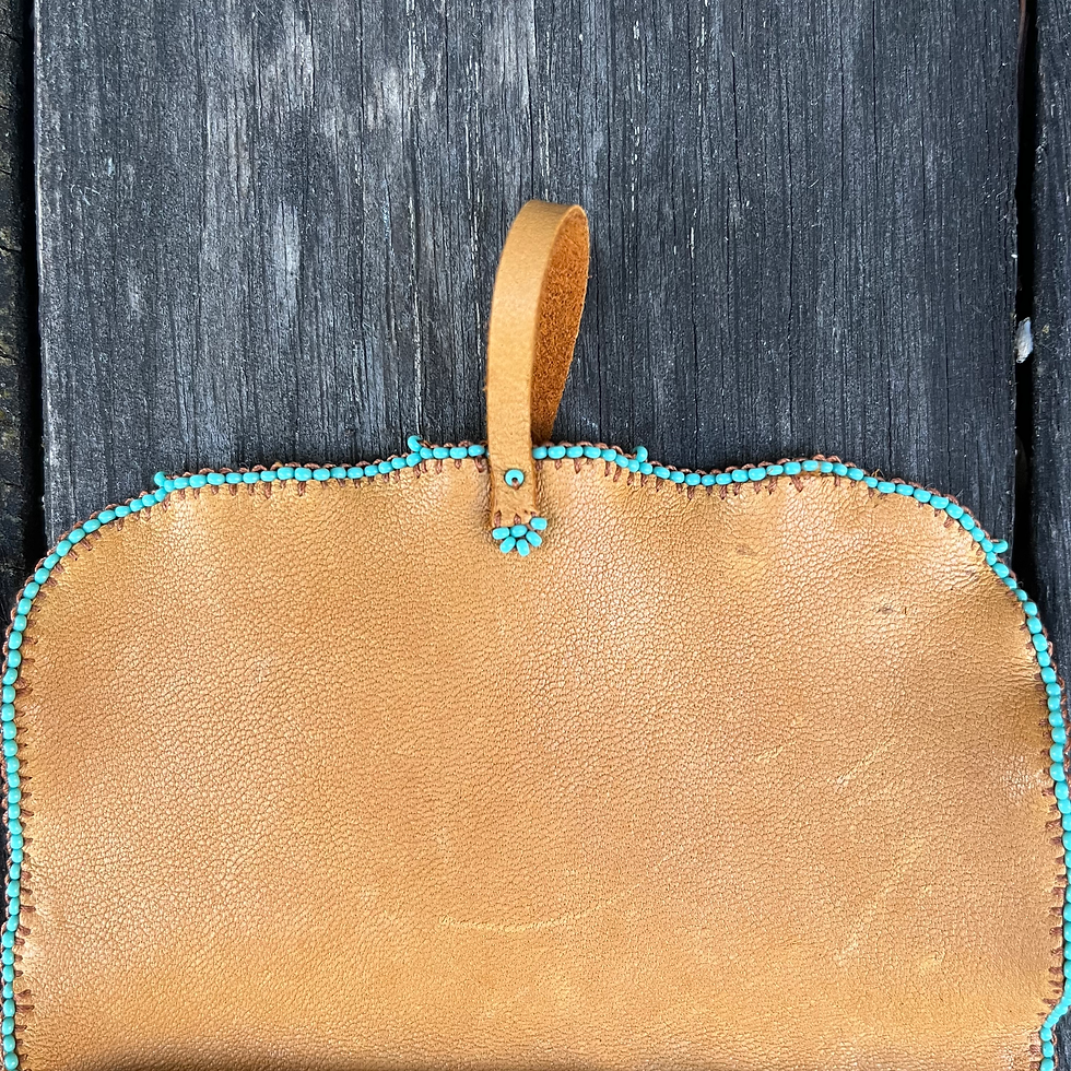 Thumbnail: Wild deerhide pouch, turquoise beads