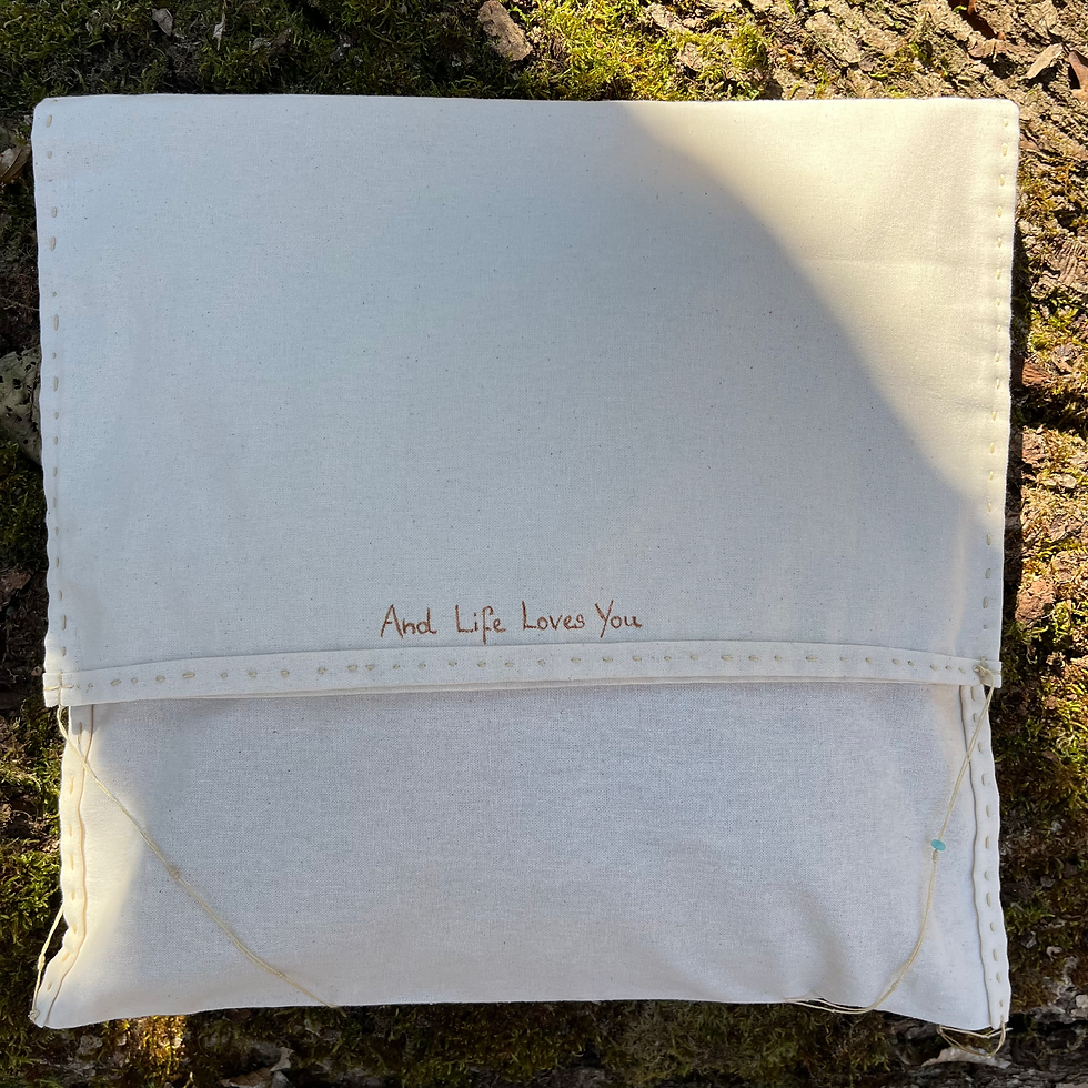 Thumbnail: "And Life Loves You", wild brain tanned deerhide bag and turquoises beads