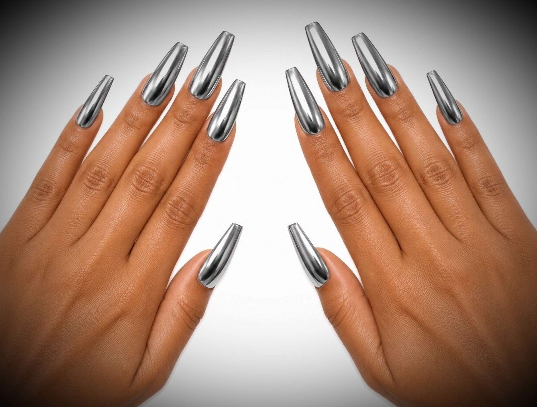 Full Set * Long Sterling Silver Press-on Nails $3,769