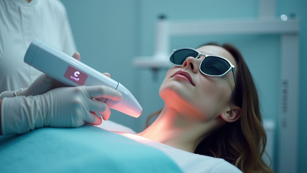 Eye-level view of a modern laser device in a cosmetic studio