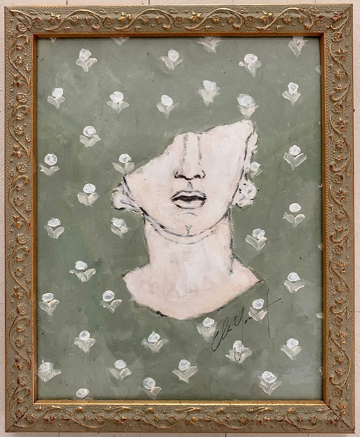 Sage Sculpture with Cotton Blossoms