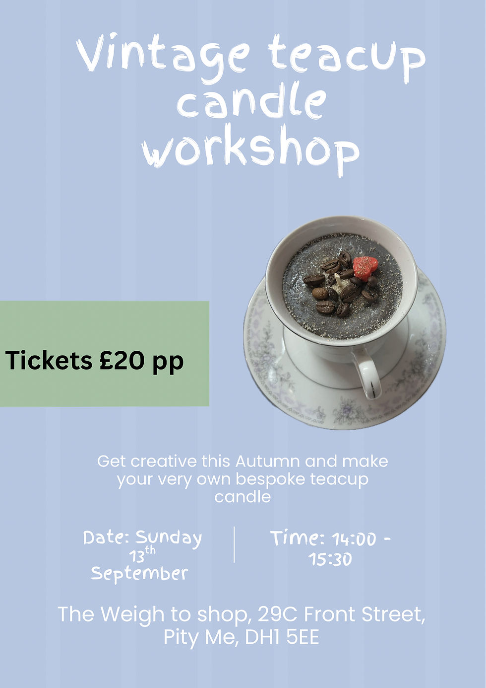 Vintage teacup candle workshop 