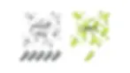 Gray hexagons labeled "virgin PET" with five CO2 footprints. Green hexagons labeled "rPET" with one CO2 footprint. Environmental impact comparison.