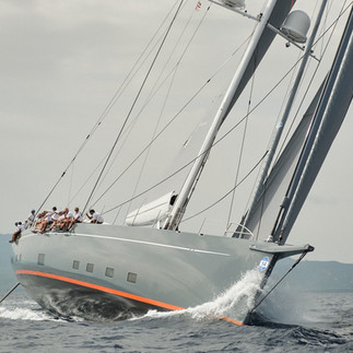 a Large sailing boat at high speed 