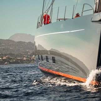 A racing yacht on the sea