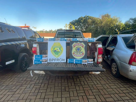 PF apreende 40 mil maços de cigarros contrabandeados e prende duas pessoas