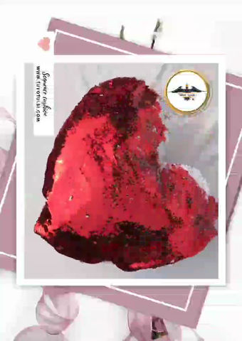 Thumbnail: Red heart sequence cushion