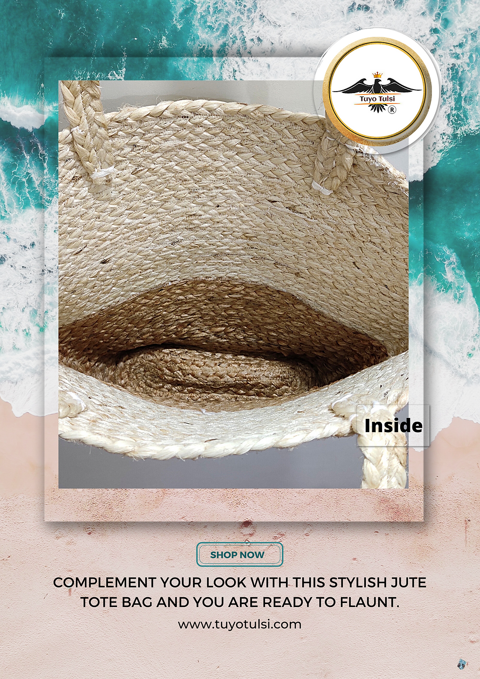 Thumbnail: Dual tone Jute Tote Bag.