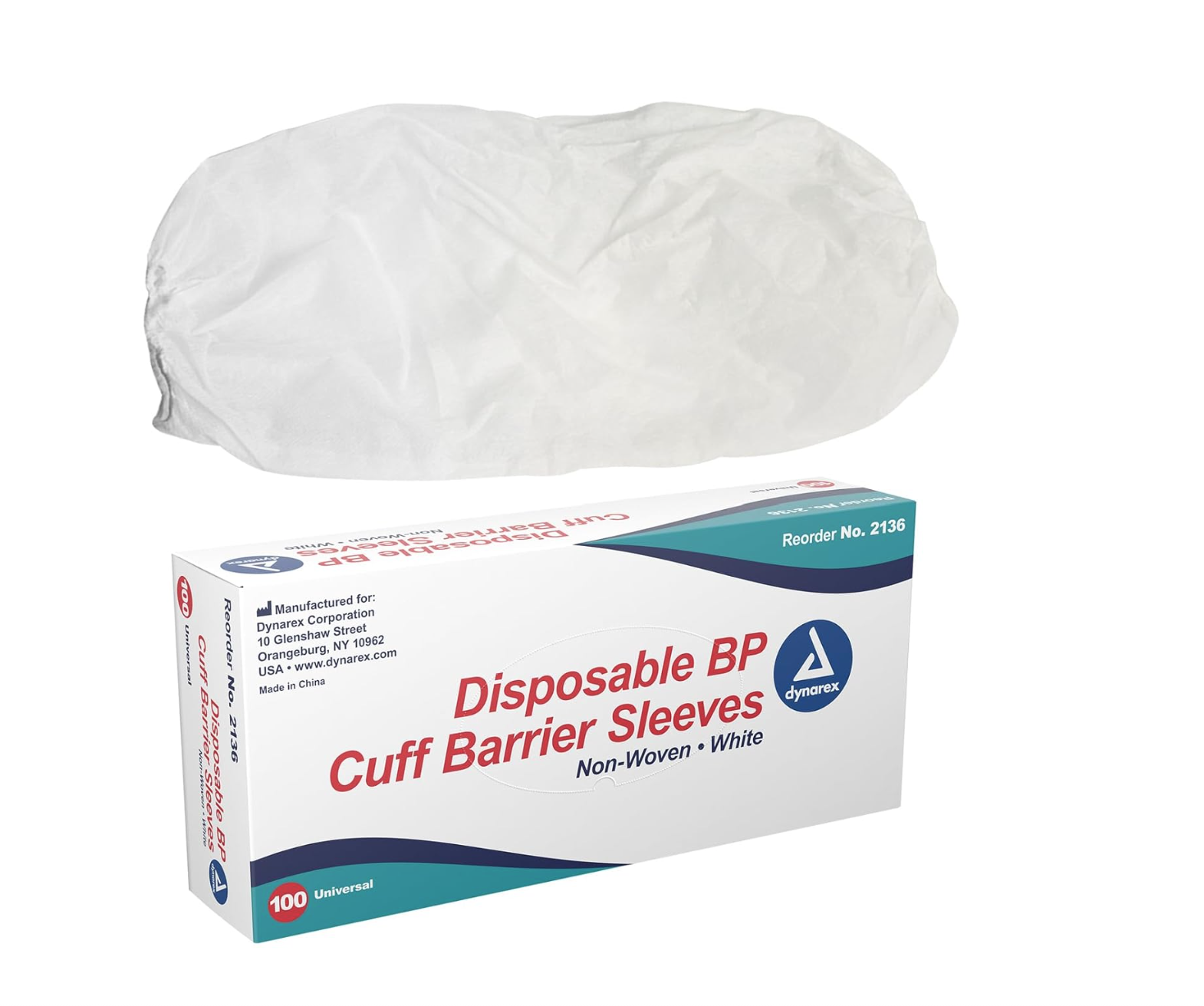 Barrier Sleeve Blood Pressure Cuff White Disposable, 100/Bx