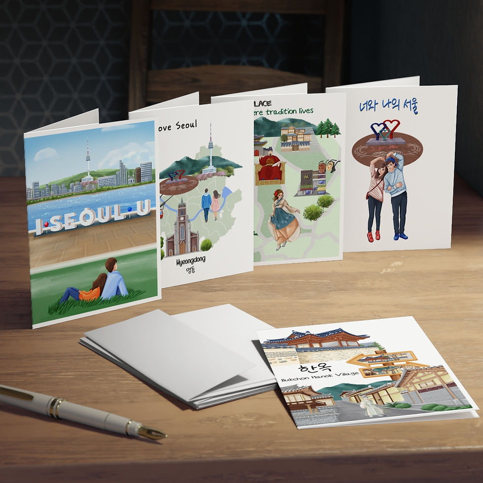 Thumbnail: Seoul Landmark Illustration Greeting Cards (5-Pack)