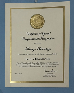 Certificate of Special Congressional Recognition for Living Advantage, Inc.