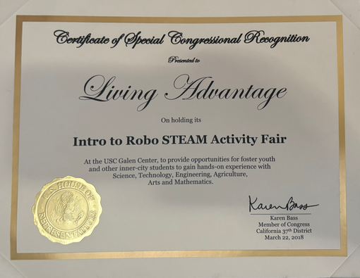 California Congressional Recognition for Living Advantage, Inc.