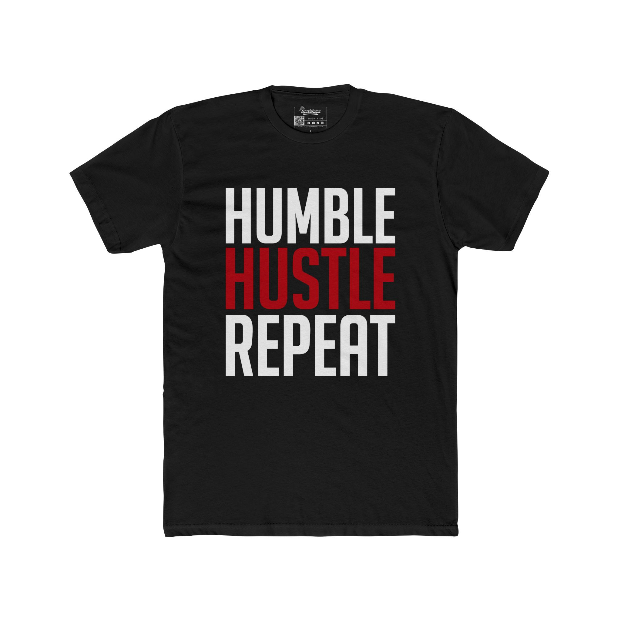 Humble Hustle Repeat T‑Shirt — Motivational Graphic Crew Tee for Entrepreneurs