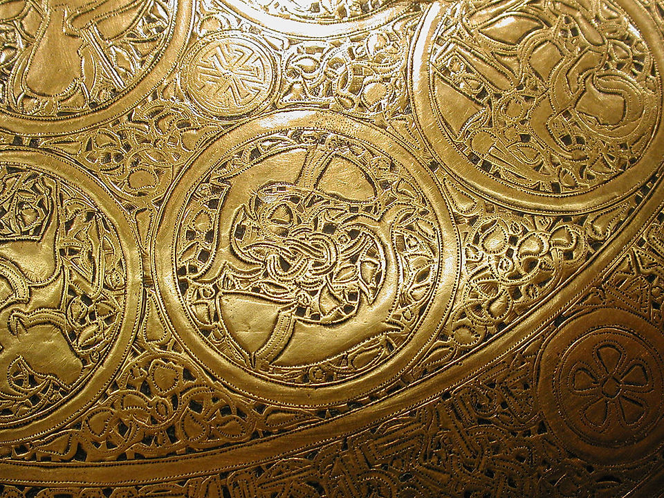 Early 14th Century. Attributed to Egypt, Cairo. Brass; engraved and inlaid with silver and black compound. Inscription in Arabic Thuluth and interlaced Kufic: Large register in thuluth script: Glory to our Master the /Sultan, the King al-Mu'ayyad, the Wise, the Just, the Fighter (for the Faith), the Conqueror, Hizabr ad-Dunya wa'l Din Dawud. Glory to our lord, the sultan, the king, the aided, the wise, the just, the fighter for the faith, the lion of the world and religion Dawud Inside: Eternal life, Eternal life. Eternal life, victory, profit, good fortune, progress, and perpetual glory; Progress, eternal life, eternal (life), perpetual glory, victory, profit; Eternal glory, healthy life, future victory, eternal life, good fortune; Eternal life, perpetual glory, good fortune, profit, eternal life; Health, good fortune, profit, eternal life, perpetual glory, and good fortune; Eternal glory, healthy life, good fortune, profit, eternal life. H. 1 1/8 in. (2.9 cm) Diam. 28 in. (71.1 cm) . Accession no.: 91.1.605.