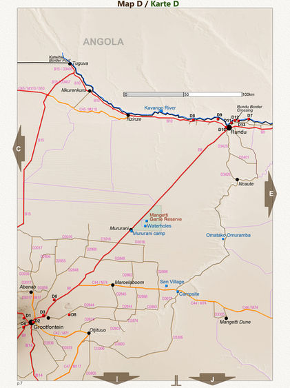 Namibia Straßenkarte von Claudia & Wynand du Plessis