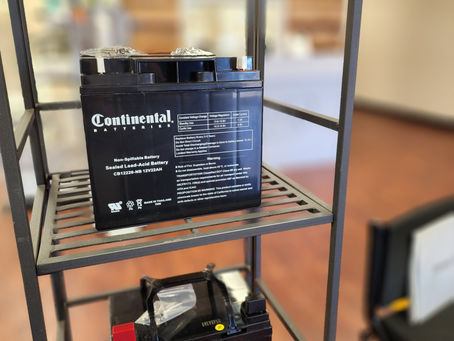 A battery for a power scooter or wheelchair