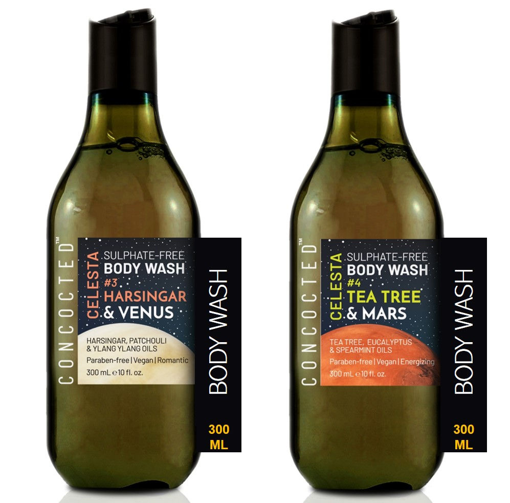 SULPHATE-FREE BODY WASH SET OF 2 - Harsingar & Venus AND Tea Tree & Mars