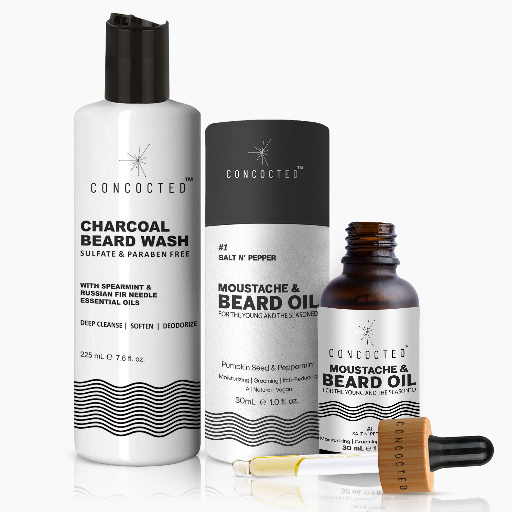 2-in-1 Men's Grooming Combo | Beard Oil + Beard Wash