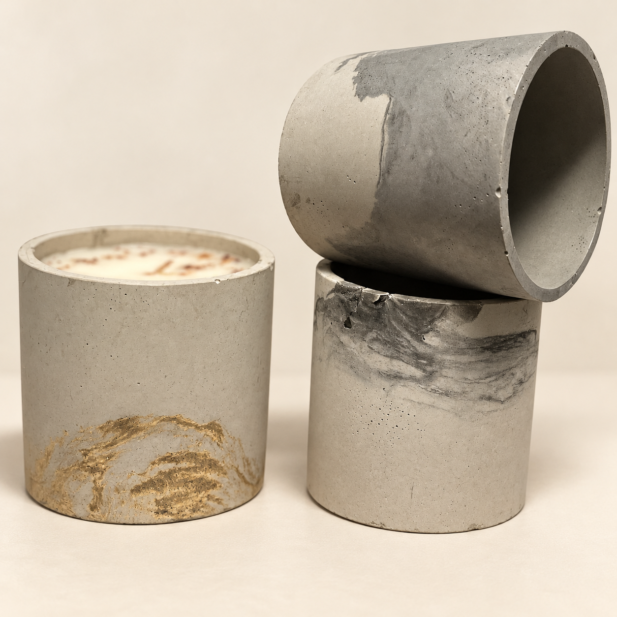 Round Cup Concrete Candle — 10 oz