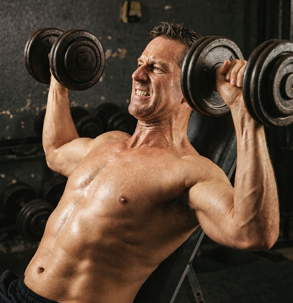 hombre de mediana edad entrenando en el gimnasio