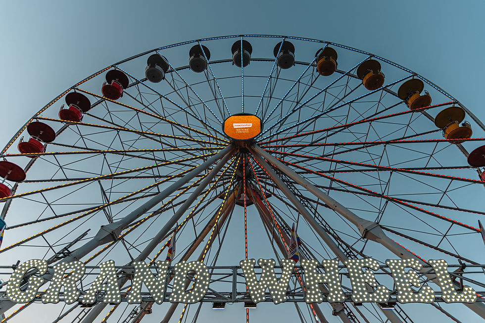 Iowa State Fair Grand Wheel at sunset