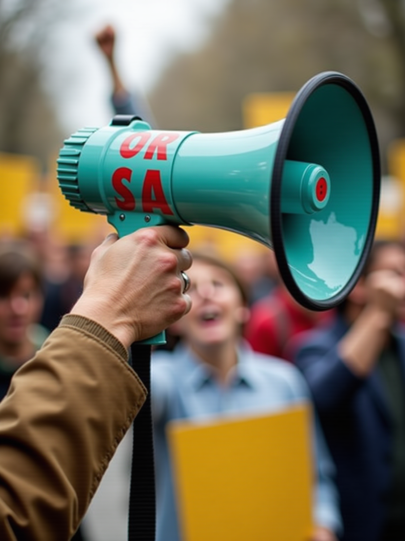 Megaphone being used in protest