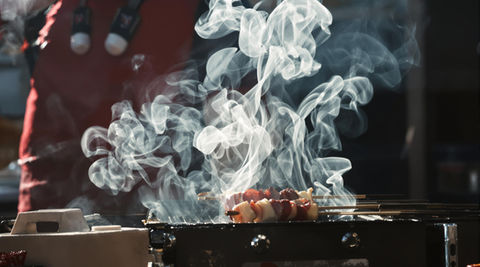 Smoking yummy kabobs on the grill