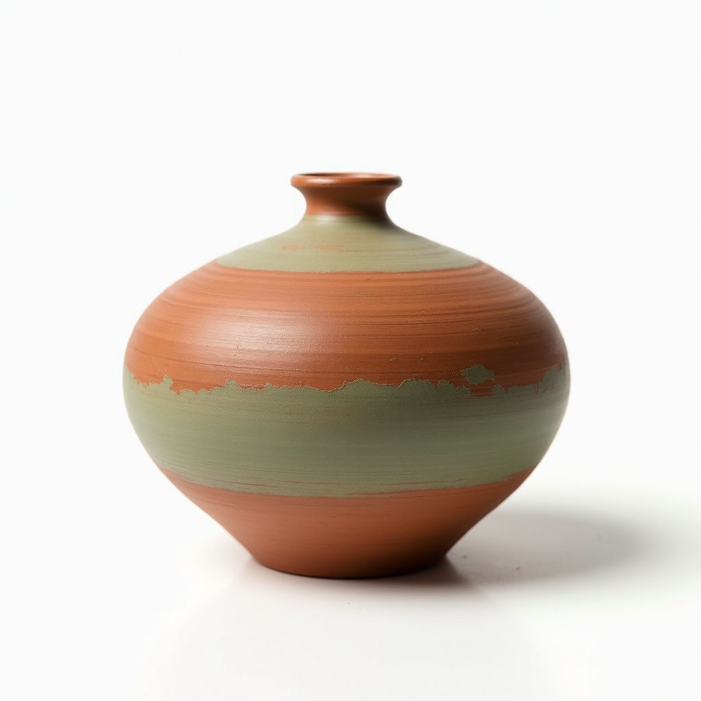 Oval Brown & Green Vase