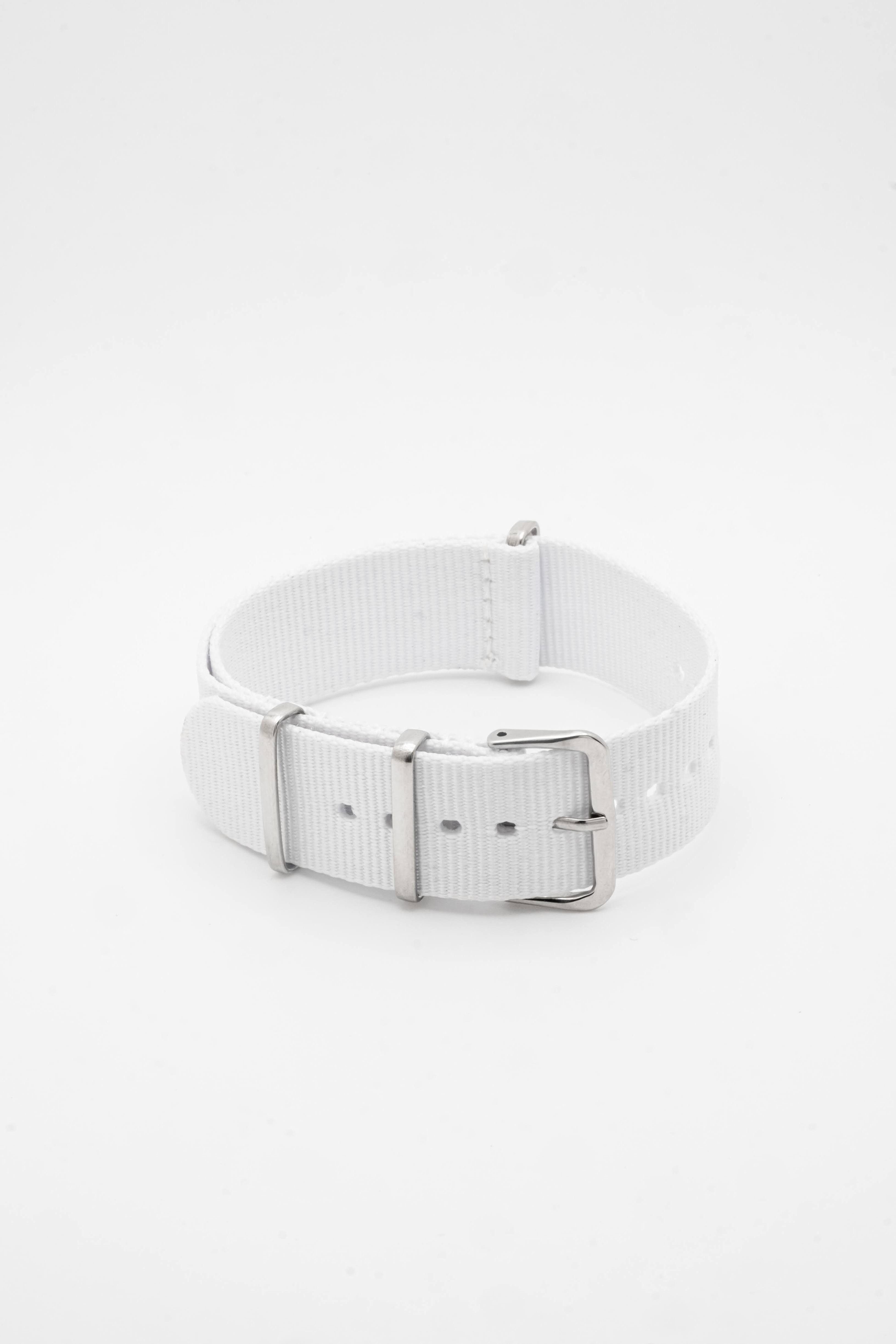 20mm white NATO nylon watch strap for military-style watches