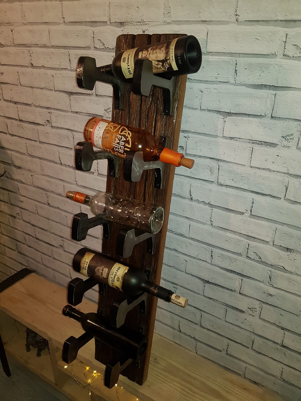 Thumbnail: Wine Rack Made From 200 Year Old Oak Railway Track